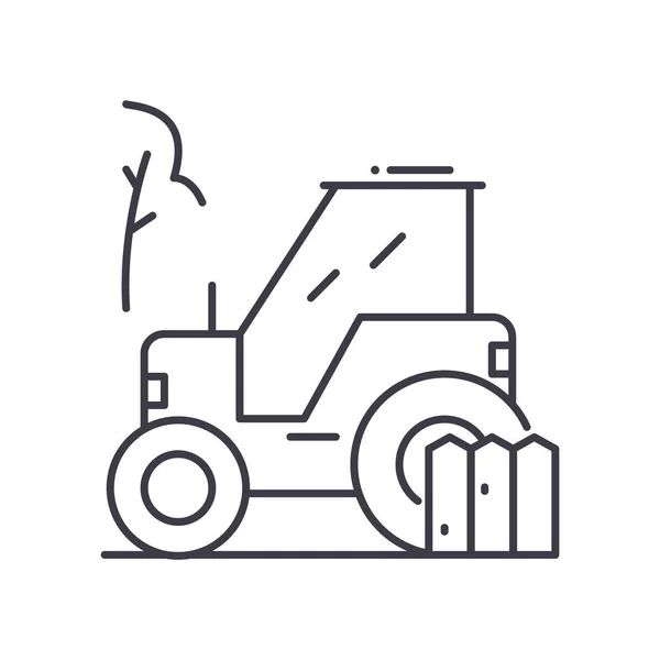 Ikona traktoru, lineární izolovaná ilustrace, vektor tenké čáry, web design sign, koncept obrysu symbol s upravitelným tahem na bílém pozadí. — Stockový vektor