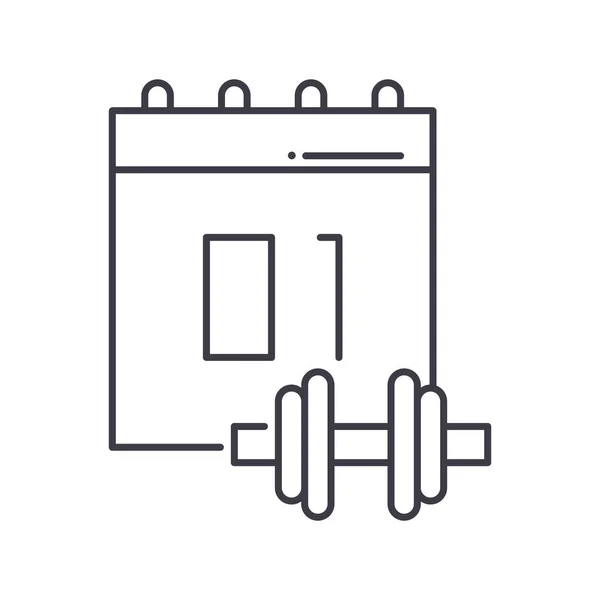 Icono de shedule deportivo, ilustración lineal aislada, vector de línea delgada, signo de diseño web, símbolo de concepto de contorno con trazo editable sobre fondo blanco. — Vector de stock