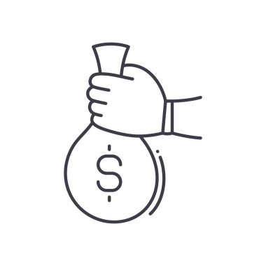 Sponsor yatırım simgesi, doğrusal izole edilmiş illüstrasyon, ince çizgi vektörü, web tasarım işareti, düzenlenebilir beyaz arkaplan üzerinde çizgi konsept sembolü.