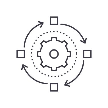 Çalışma akışı planlama simgesi, doğrusal izole edilmiş illüstrasyon, ince çizgi vektörü, web tasarım işareti, düzenlenebilir beyaz arkaplan üzerinde çizgi konsept sembolü.