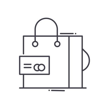 Para simgesi harcamak, doğrusal izole resimleme, ince çizgi vektörü, web tasarım işareti, düzenlenebilir konsept sembolü beyaz arkaplan üzerinde.