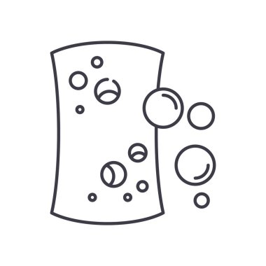 Sünger resim simgesi, doğrusal izole edilmiş illüstrasyon, ince çizgi vektörü, web tasarım işareti, düzenlenebilir beyaz arkaplan üzerinde çizgi konsept sembolü.