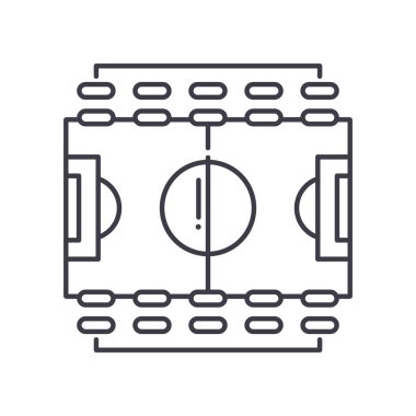 Spor alanı simgesi, doğrusal izole edilmiş illüstrasyon, ince çizgi vektörü, web tasarım işareti, düzenlenebilir beyaz arkaplan üzerinde çizgi konsept sembolü.