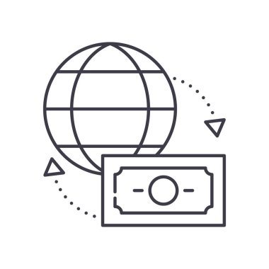 Kablo aktarım simgesi, doğrusal izole resimleme, ince çizgi vektörü, web tasarım işareti, düzenlenebilir çizgi konsept sembolü beyaz arkaplan üzerinde.