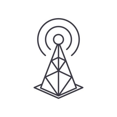 Kablosuz simge, doğrusal izole edilmiş illüstrasyon, ince çizgi vektörü, web tasarım işareti, düzenlenebilir beyaz arkaplan üzerinde çizgi konsept sembolü.