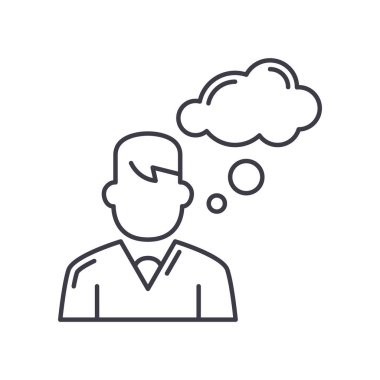 Düşünce simgesi, doğrusal izole edilmiş illüstrasyon, ince çizgi vektörü, web tasarım işareti, düzenlenebilir konsept sembolü beyaz arkaplan üzerinde.