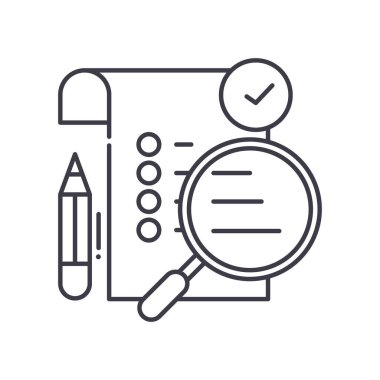 Liste fikri simgesi, doğrusal izole edilmiş illüstrasyon, ince çizgi vektörü, web tasarım işareti, düzenlenebilir konsept sembolü beyaz arkaplan üzerinde.