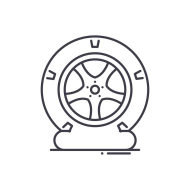 Lastik simgesi, doğrusal izole edilmiş illüstrasyon, ince çizgi vektörü, web tasarım işareti, düzenlenebilir çizgi konsept sembolü beyaz arkaplan üzerinde.