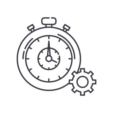 Zaman izleyici simgesi, doğrusal izole edilmiş illüstrasyon, ince çizgi vektörü, web tasarım işareti, düzenlenebilir beyaz arkaplan üzerinde çizgi konsept sembolü.