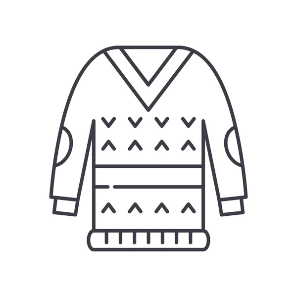 Icône de veste en laine, illustration linéaire isolée, vecteur de ligne mince, signe de conception Web, symbole de concept de contour avec trait modifiable sur fond blanc. — Image vectorielle