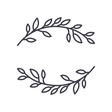 Laurel simgesi, doğrusal izole edilmiş illüstrasyon, ince çizgi vektörü, web tasarım işareti, düzenlenebilir konsept sembolü beyaz arkaplan üzerinde.