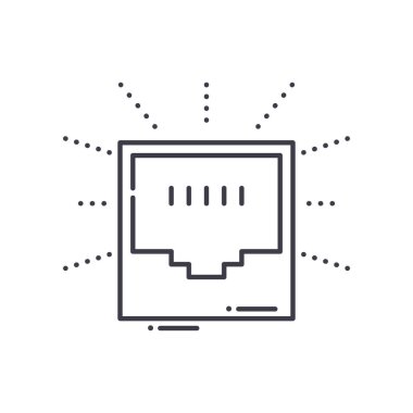 Lan konsept simgesi, doğrusal izole çizim, ince çizgi vektörü, web tasarım işareti, düzenlenebilir konsept sembolü beyaz arkaplan üzerinde.