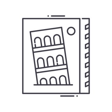 Landmark resim simgesi, doğrusal izole resimleme, ince çizgi vektörü, web tasarım işareti, düzenlenebilir konsept sembolü beyaz arkaplan üzerinde.