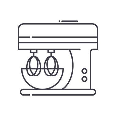 Mutfak karıştırıcı konsepti simgesi, doğrusal izole resimleme, ince çizgi vektörü, web tasarım işareti, düzenlenebilir konsept sembolü beyaz arkaplan üzerinde.