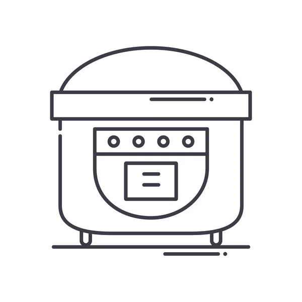 Icône de cuiseur de riz de cuisine, illustration linéaire isolée, vecteur de ligne mince, panneau de conception Web, symbole de concept de contour avec trait modifiable sur fond blanc. — Image vectorielle