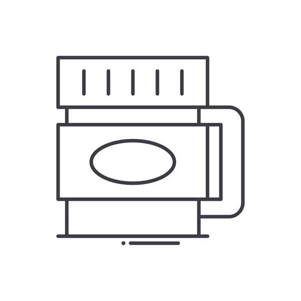 Кухонна іконка контейнера для їжі, лінійна ізольована ілюстрація, вектор тонкої лінії, знак веб-дизайну, контурний символ концепції з зміненим штрихом на білому тлі . — стоковий вектор