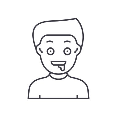 Çılgın simge, doğrusal izole çizim, ince çizgi vektörü, web tasarım işareti, düzenlenebilir konsept sembolü beyaz arkaplan üzerinde.