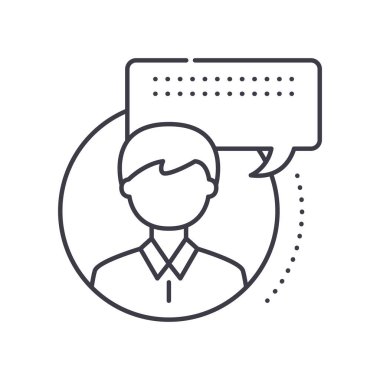 Danışmanlık yöneticisi simgesi, doğrusal izole edilmiş illüstrasyon, ince çizgi vektörü, web tasarım işareti, düzenlenebilir konsept sembolü beyaz arkaplan üzerinde.