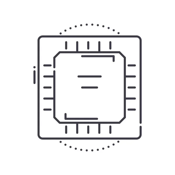 Icono de Cpu, ilustración lineal aislada, vector de línea delgada, signo de diseño web, símbolo de concepto de contorno con trazo editable sobre fondo blanco. — Archivo Imágenes Vectoriales