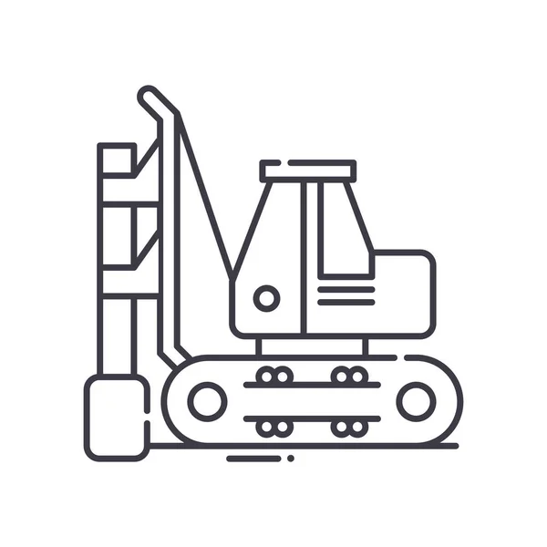 Baubagger-Symbol, linear isolierte Illustration, dünner Linienvektor, Webdesign-Schild, Umrisskonzept-Symbol mit editierbarem Strich auf weißem Hintergrund. — Stockvektor