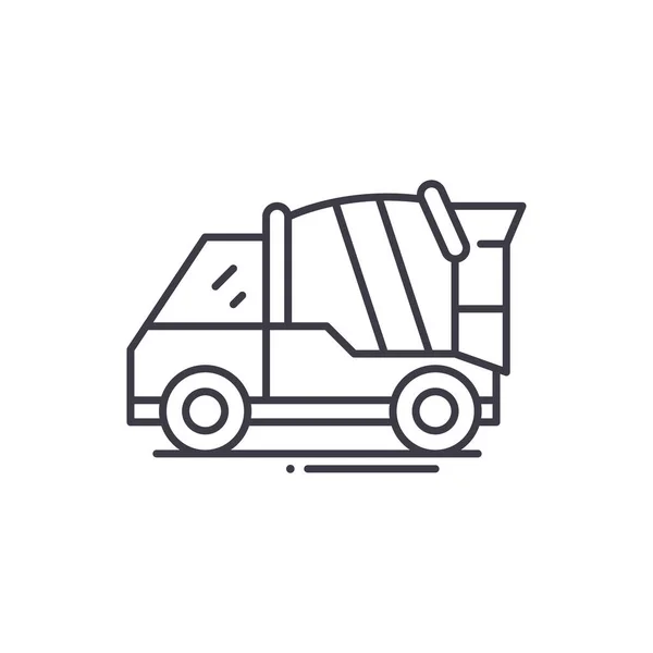 Betonmischer-LKW-Symbol, linear isolierte Illustration, dünner Linienvektor, Webdesign-Schild, Umrisskonzept-Symbol mit editierbarem Strich auf weißem Hintergrund. — Stockvektor