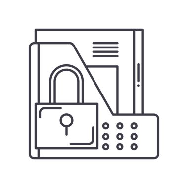 Gizli simge, doğrusal izole edilmiş illüstrasyon, ince çizgi vektörü, web tasarım işareti, düzenlenebilir beyaz arkaplan üzerinde çizgi konsept sembolü.