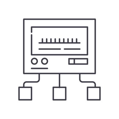 Kontrol yönetimi simgesi, doğrusal izole edilmiş illüstrasyon, ince çizgi vektörü, web tasarım işareti, düzenlenebilir çizgi konsept sembolü beyaz arkaplan üzerinde.