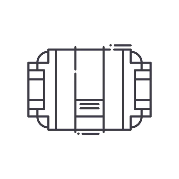 Ícone de caixa de computador, ilustração isolada linear, vetor de linha fina, sinal de web design, símbolo de conceito de esboço com curso editável no fundo branco. — Vetor de Stock