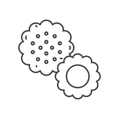 Kurabiye konsepti simgesi, doğrusal izole çizim, ince çizgi vektörü, web tasarım işareti, düzenlenebilir konsept sembolü beyaz arkaplan üzerinde.