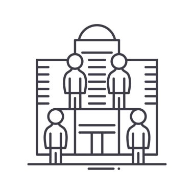 Kurumsal takım simgesi, doğrusal izole edilmiş illüstrasyon, ince çizgi vektörü, web tasarım işareti, düzenlenebilir çizgi konsept sembolü beyaz arkaplan üzerinde.