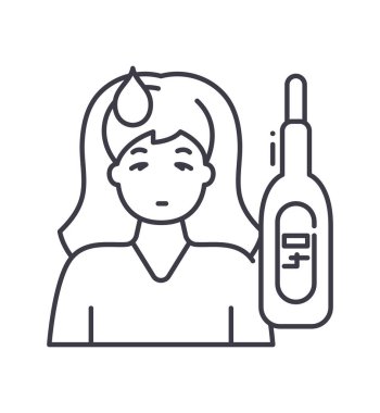 Kontrol sıcaklığı simgesi, doğrusal izole edilmiş illüstrasyon, ince çizgi vektörü, web tasarım işareti, düzenlenebilir konsept sembolü beyaz arkaplan üzerinde.