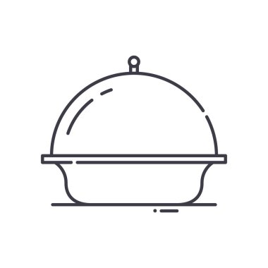 Restoran saat simgesi, doğrusal izole edilmiş illüstrasyon, ince çizgi vektörü, web tasarım işareti, düzenlenebilir konsept sembolü beyaz arkaplan üzerinde.