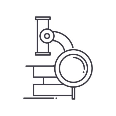 Araştırma simgesi, doğrusal izole edilmiş illüstrasyon, ince çizgi vektörü, web tasarım işareti, düzenlenebilir beyaz arkaplan üzerinde çizgi konsept sembolü.