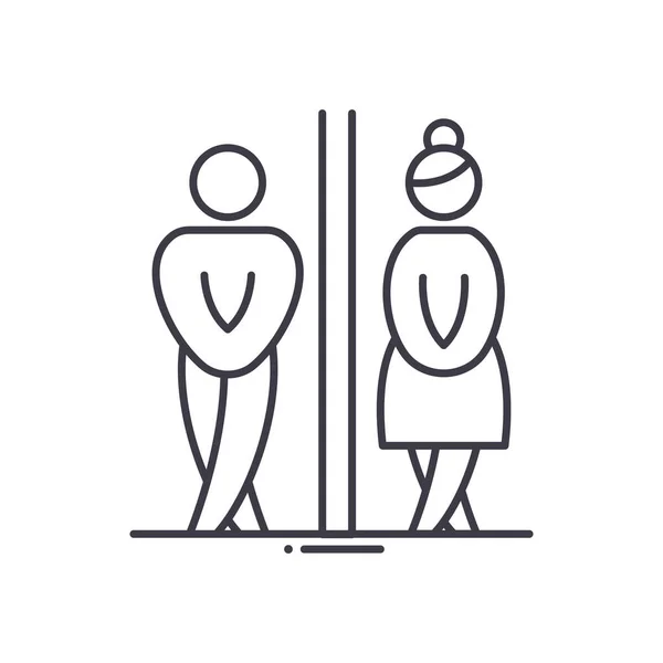 Toilettenzeichen-Symbol, linear isolierte Illustration, dünner Linienvektor, Webdesign-Zeichen, Umrisskonzept-Symbol mit editierbarem Strich auf weißem Hintergrund. — Stockvektor