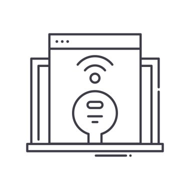 Uzaktan erişim simgesi, doğrusal izole edilmiş illüstrasyon, ince çizgi vektörü, web tasarım işareti, düzenlenebilir beyaz arkaplan üzerinde çizgi konsept sembolü.