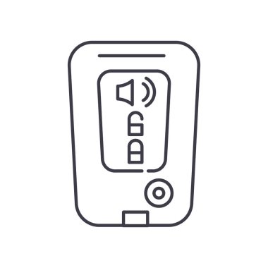 Uzak anahtarsız sistem simgesi, doğrusal izole edilmiş illüstrasyon, ince çizgi vektörü, web tasarım işareti, düzenlenebilir konsept sembolü beyaz arkaplan üzerinde.