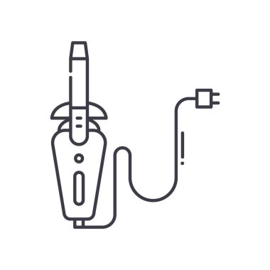 Demir simgesi biçimlendiriliyor, doğrusal izole edilmiş illüstrasyon, ince çizgi vektörü, web tasarım işareti, düzenlenebilir konsept sembolü beyaz arkaplanda..