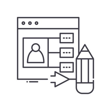 Kullanıcı tarafından oluşturulan içerik simgesi, doğrusal izole edilmiş illüstrasyon, ince çizgi vektörü, web tasarım işareti, düzenlenebilir konsept sembolü beyaz arkaplan üzerinde.