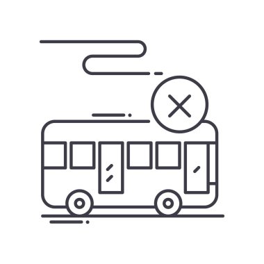 Taşıma simgesinin reddi, doğrusal izole resimleme, ince çizgi vektörü, web tasarım işareti, düzenlenebilir konsept sembolü beyaz arkaplanda..