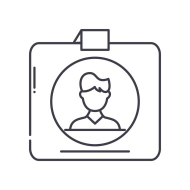 Öğrenci kartı simgesi, doğrusal izole resimleme, ince çizgi vektörü, web tasarım işareti, düzenlenebilir çizgi konsept sembolü beyaz arkaplan üzerinde.