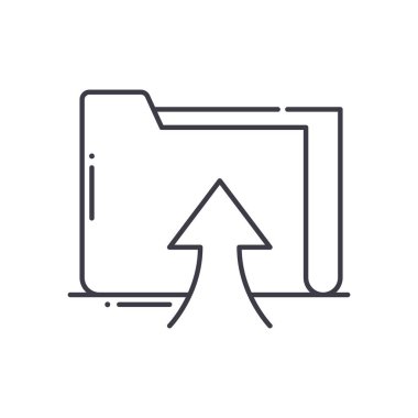 Simgeyi yükle, doğrusal izole edilmiş illüstrasyon, ince çizgi vektörü, web tasarım işareti, düzenlenebilir konsept sembolü beyaz arkaplan üzerinde.