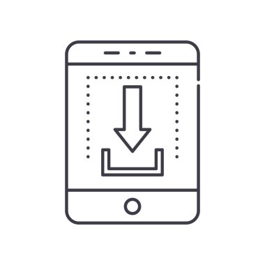 Konsept simgesini yükle, doğrusal izole resimleme, ince çizgi vektörü, web tasarım işareti, düzenlenebilir konsept sembolü beyaz arkaplan üzerinde.