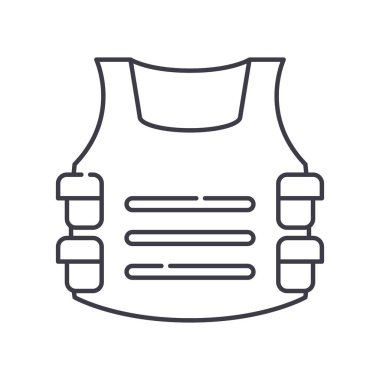 Üniforma simgesi, doğrusal izole resimleme, ince çizgi vektörü, web tasarım işareti, düzenlenebilir çizgi konsept sembolü beyaz arkaplan üzerinde.