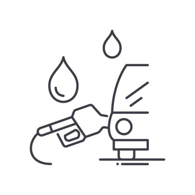 Yakıt ikonu, doğrusal izole edilmiş illüstrasyon, ince çizgi vektörü, web tasarım işareti, düzenlenebilir beyaz arkaplan üzerinde çizgi konsept sembolü.