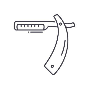 Düz jilet konsepti simgesi, doğrusal izole çizim, ince çizgi vektörü, web tasarım işareti, düzenlenebilir konsept sembolü beyaz arkaplan üzerinde.