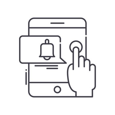 Bildirim simgesini kapat, doğrusal izole resimleme, ince çizgi vektörü, web tasarım işareti, düzenlenebilir konsept sembolü beyaz arkaplanda.