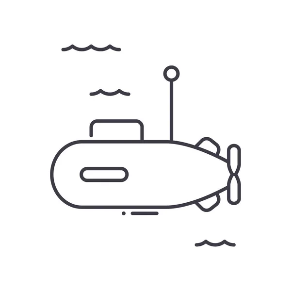Иконка концепции подводной лодки, линейная изолированная иллюстрация, вектор тонкой линии, знак веб-дизайна, символ концепции контура с редактируемым штрихом на белом фоне. — стоковый вектор