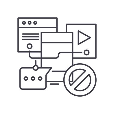 Sosyal medya simgesini, doğrusal izole edilmiş illüstrasyonu, ince çizgi vektörünü, web tasarım işaretini, düzenlenebilir konsept sembolünü beyaz arkaplanda durdur.
