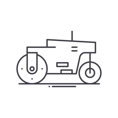 Steamroller simgesi, doğrusal izole edilmiş illüstrasyon, ince çizgi vektörü, web tasarım işareti, düzenlenebilir konsept sembolü beyaz arkaplan üzerinde.