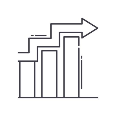 İstatistikler simgesi, doğrusal izole edilmiş illüstrasyon, ince çizgi vektörü, web tasarım işareti, düzenlenebilir beyaz arkaplan üzerinde çizgi konsept sembolü.
